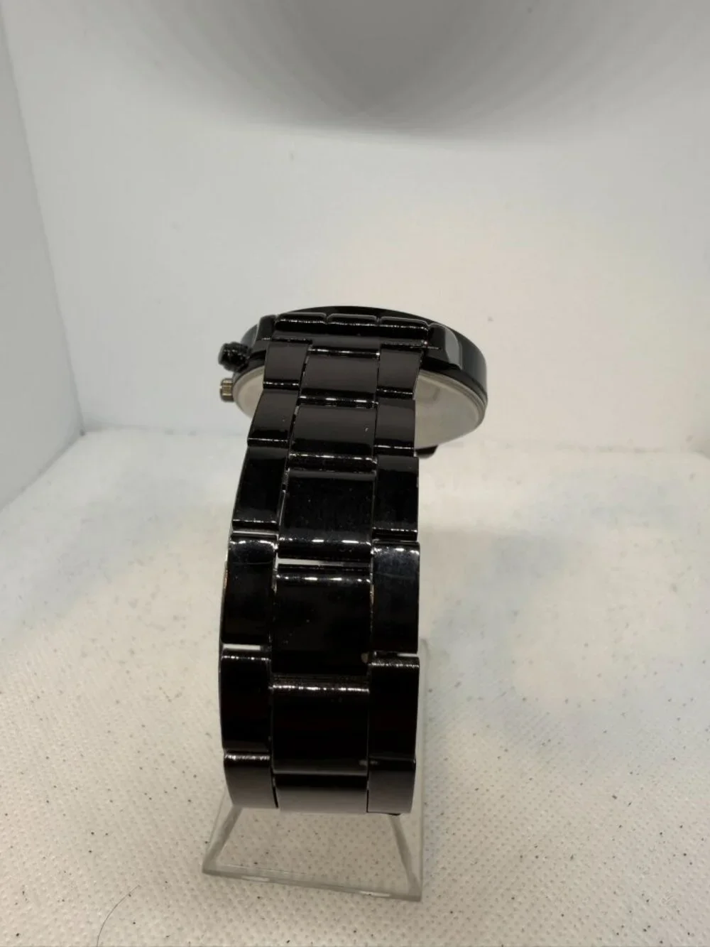 Economicxi Mens Black Dial White Roman Numeral Linked Band Watch New